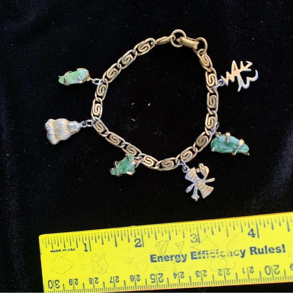Gold and Green Charm Bracelet